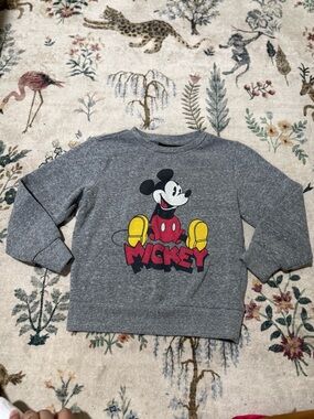 Disney Gray Mickey Mouse Sweatshirt with Red and Yellow Graphic